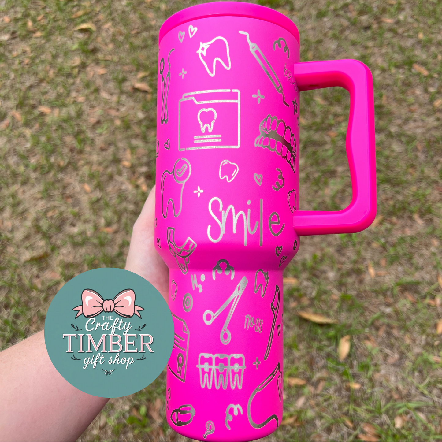 40oz Dental Hygienist Flat Lid Tumbler with handle