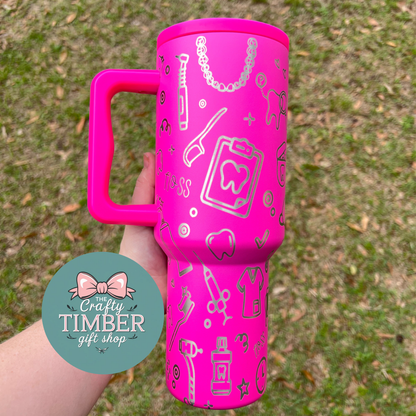 40oz Dental Hygienist Flat Lid Tumbler with handle