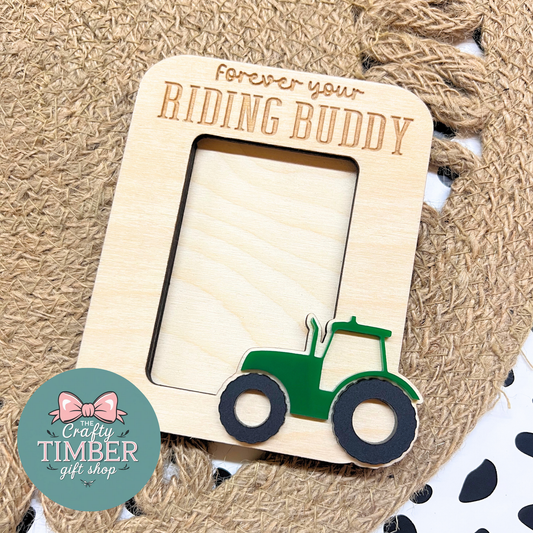 Green Tractor Photo Frame Magnet - Forever Your Riding Buddy