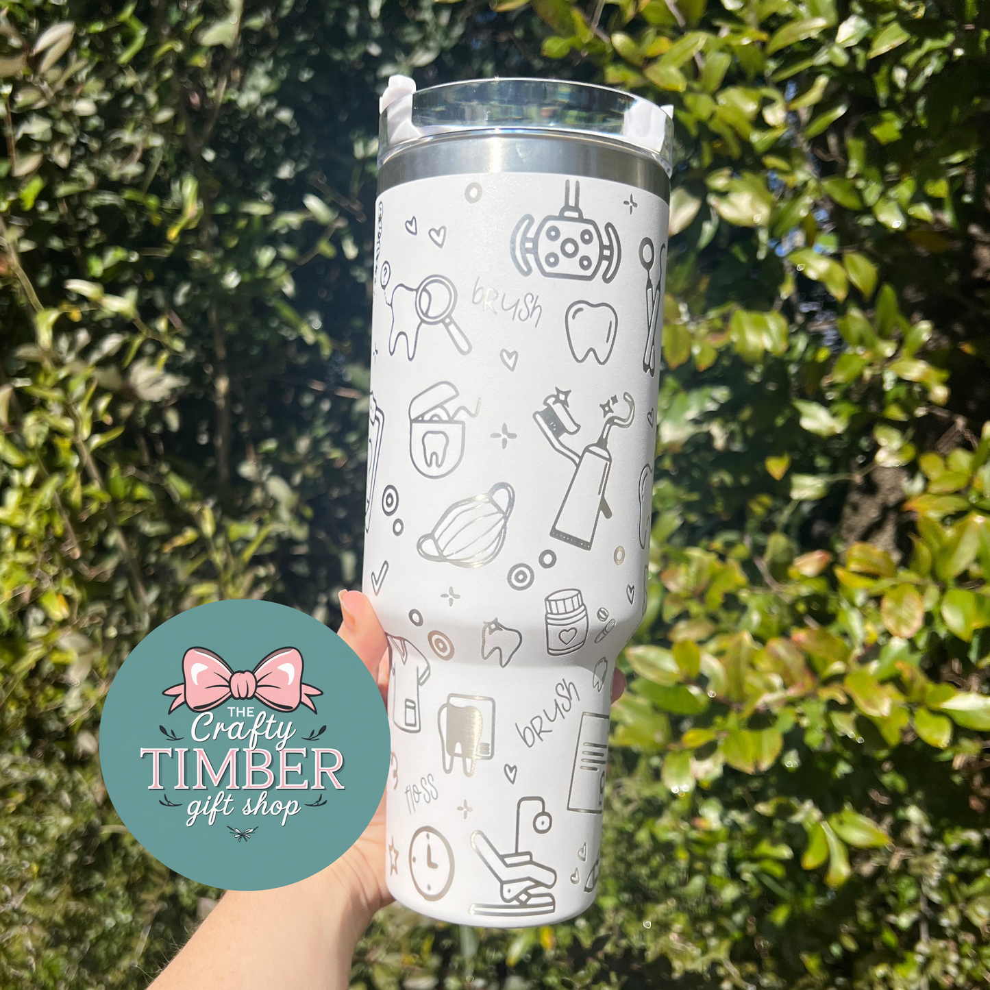 40oz Dental Hygienist Tumbler with Handle - Dentist Gift - Dental Assistant Gifts