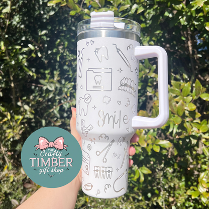 40oz Dental Hygienist Tumbler with Handle - Dentist Gift - Dental Assistant Gifts