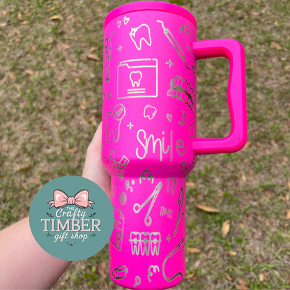 40oz Dental Hygienist Flat Lid Tumbler with handle