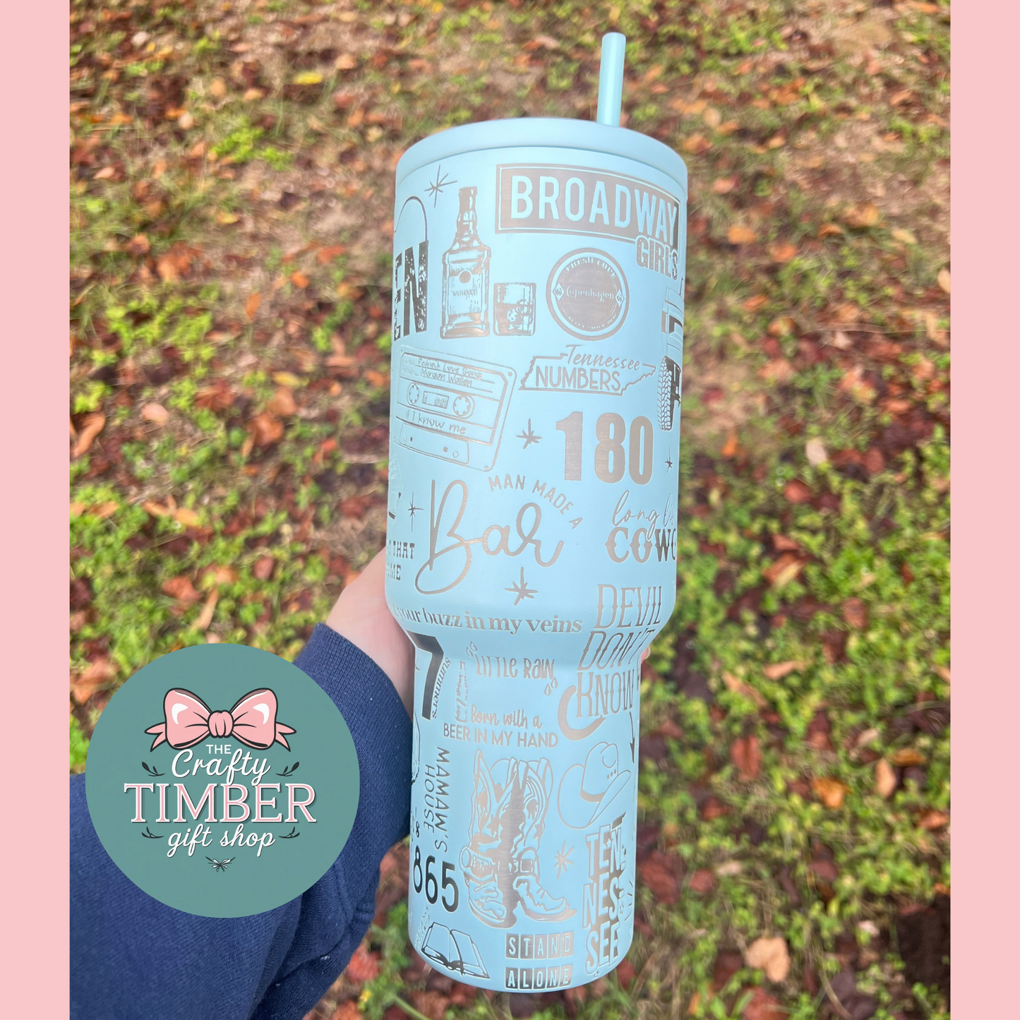 40oz Wallen Tumbler with handle - Wallen Laser engraved Tumbler - Country Music Tumbler